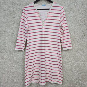 J McLaughlin‎ Womens Pink White Stripe Catalina Cloth Dress Size L Preppy Beachy